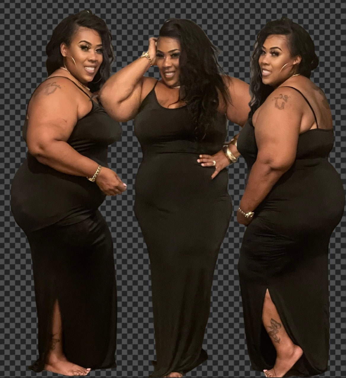 PLUS SIZE "LIL BLACK SPAGHETTI STRAP DRESS"