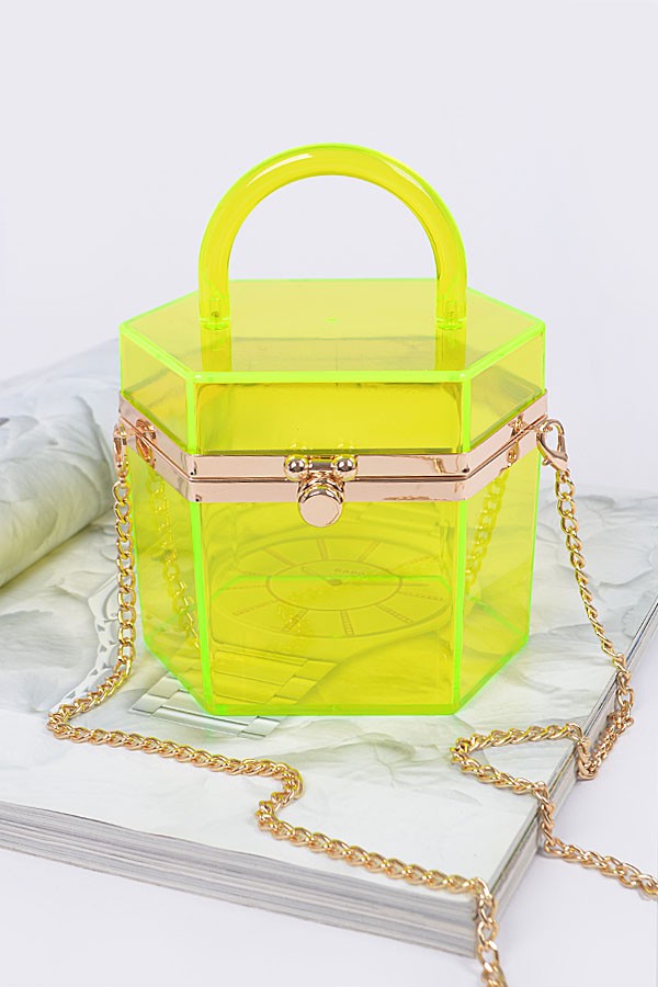 Plastic Hard Mini Clutch W/handle-YELLOW