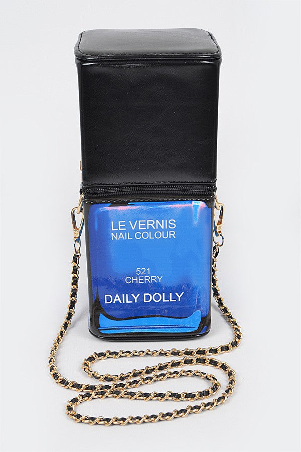 Faux Leather Nail Polish Fun Bag-ROYAL BLUE