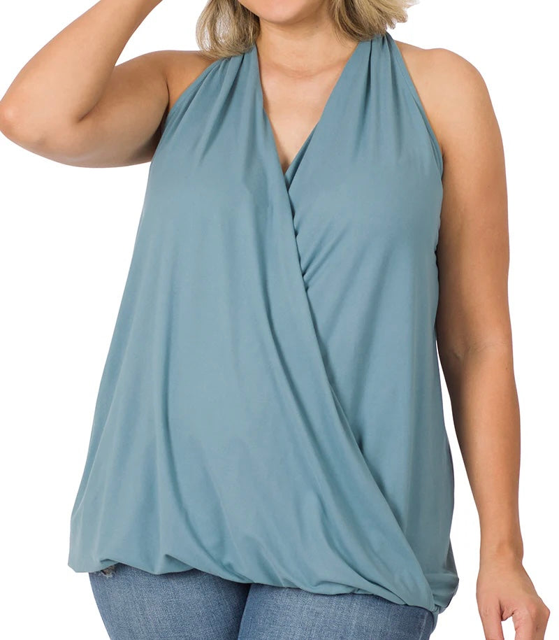 PLUS SIZE BRUSHD SURPLICE TOP (will ship 9/10)
