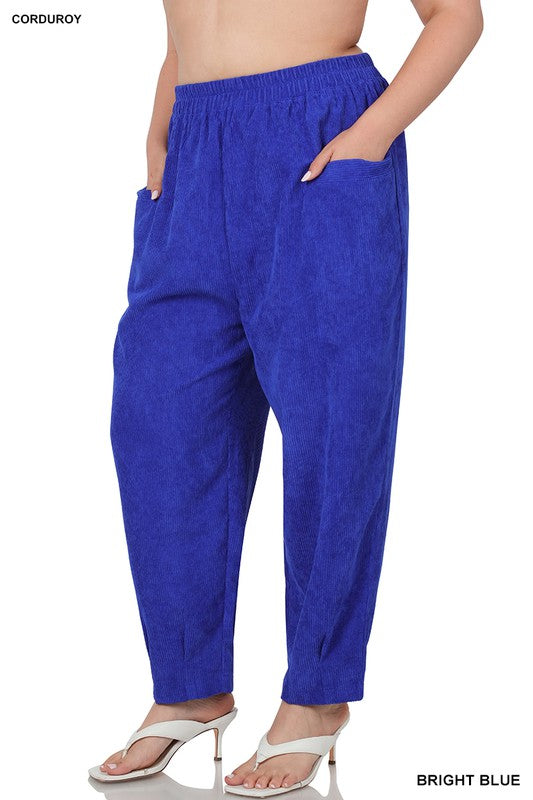 CORDUROY HIGHWAIST FRONT POCKET PANTS-