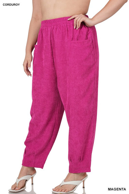 CORDUROY HIGHWAIST FRONT POCKET PANTS-