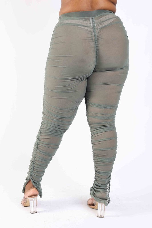 PLUS SIZE MESH SCRUNCH LEGGINGS