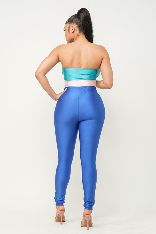 Color Block Front Cut Out Rings Detail Jumpsuit