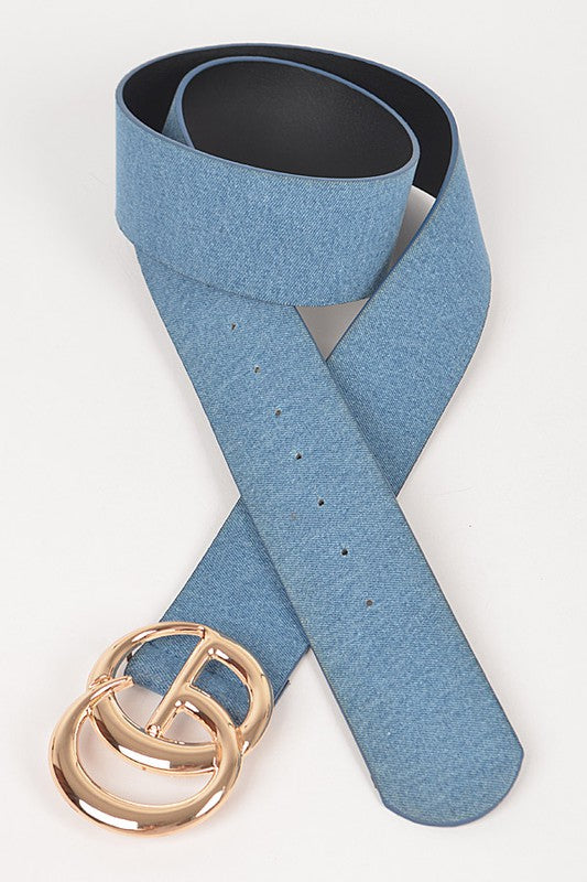 LIGHT DENIM GG Oversized Buckle Plus Size Belt