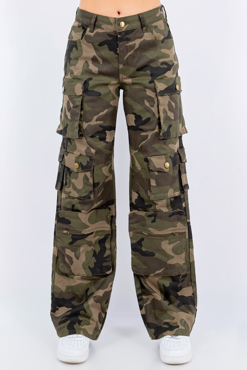 Plus Size Camoflauge Wide Leg Cargo Pants