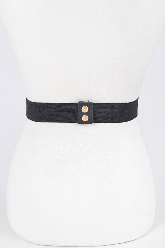 Faux Leather Metal Studded Plus Size Elastic Belt