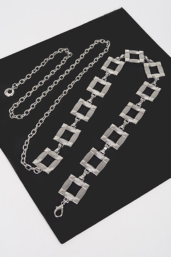 Square Metal Plus Size Chain Belt-SILVER