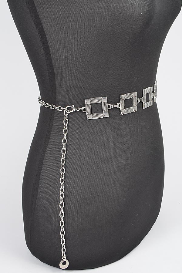 Square Metal Plus Size Chain Belt-SILVER