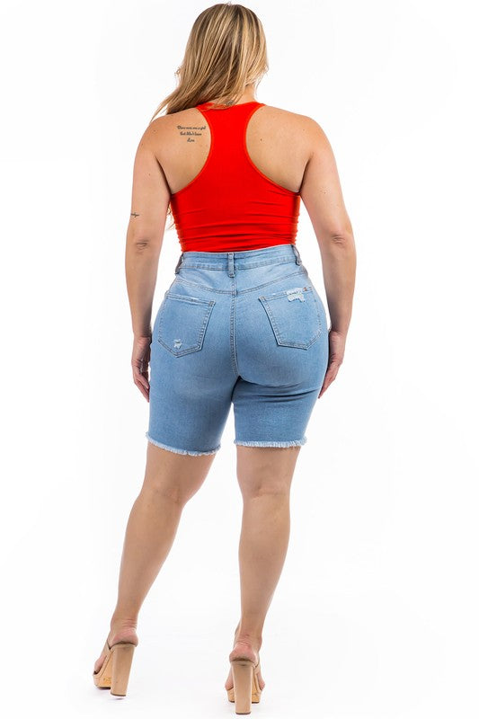 PLUS SIZE Highwaist Stretch Ripped Distressed Shorts