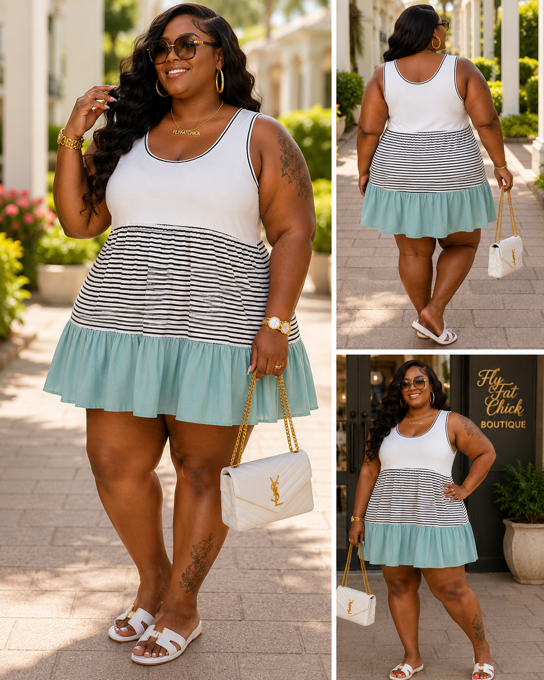 PLUS SIZE "EASY SLAY" TRIO SHORT DRESS-PALE MINT MIX-65