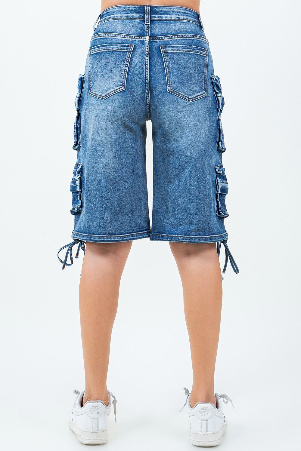 Plus Size Multiple Pockets Cargo Denim Jorts