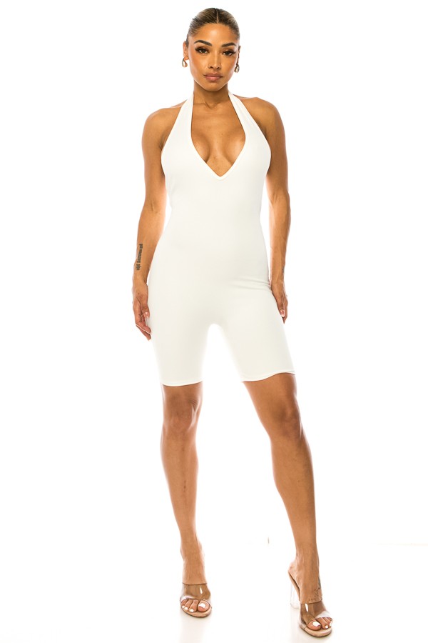 PLUS SIZE HALTER ROMPER