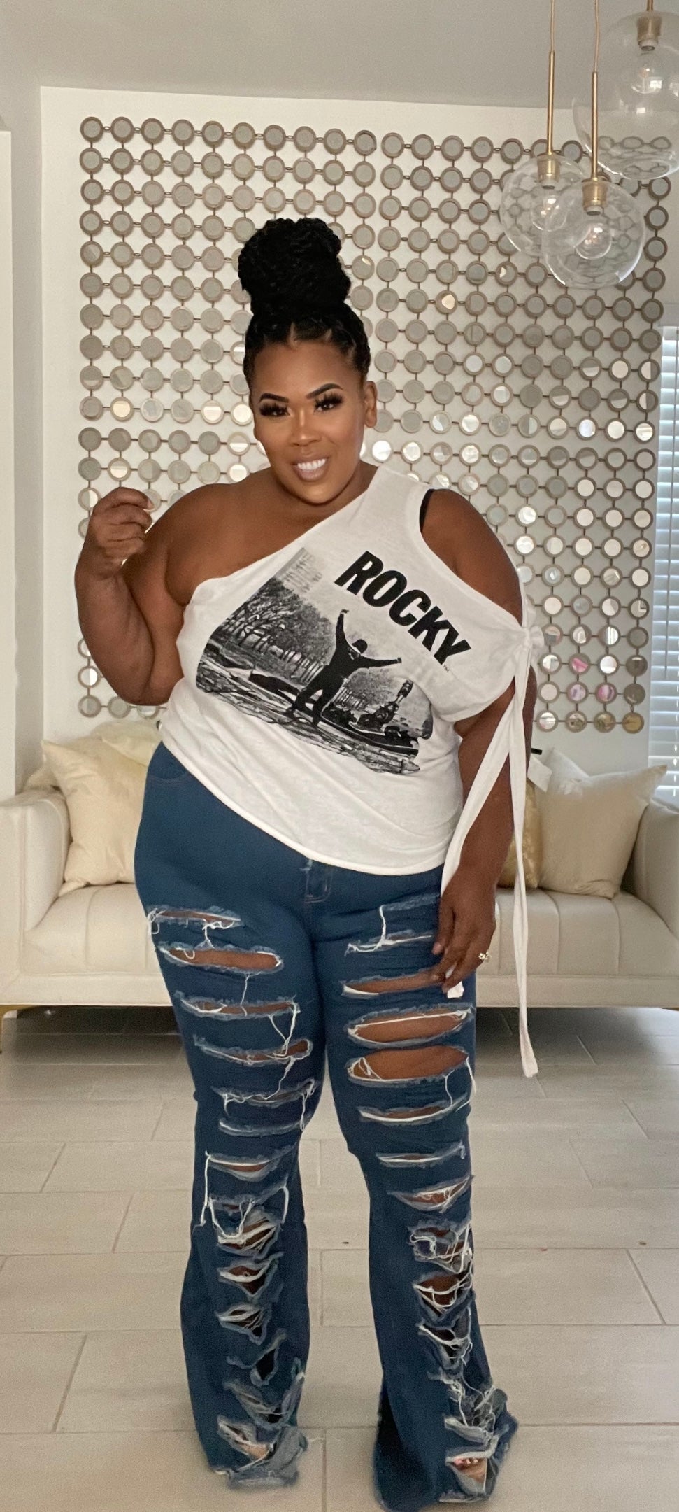 PLUS SIZE BELL JEANS SLICED & DICED