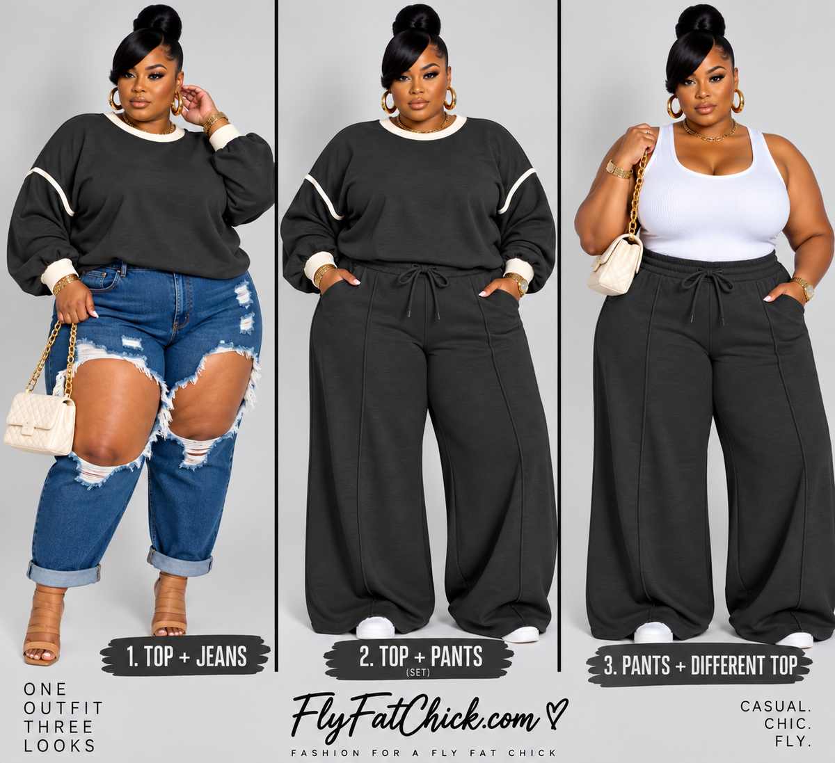 PLUS SIZE "OFFICALLY FALL" JOGGER SET-BLACK (WILL SHIP 9/26)