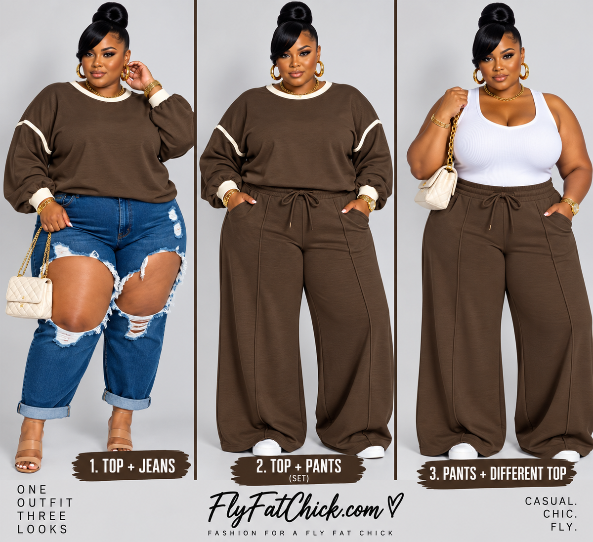 PLUS SIZE "OFFICALLY FALL" JOGGER SET-EXPRESSO (WILL SHIP 9/26)