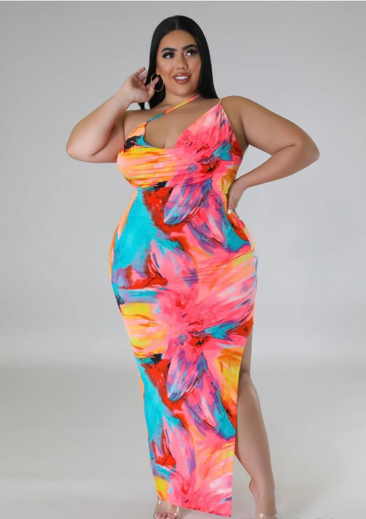 PLUS SIZE "TROPICAL BABE" MAXI DRESS