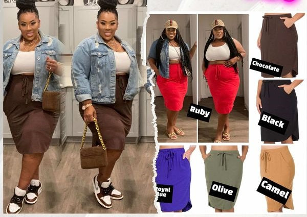 TULIP HEM SKIRT WITH SIDE POCKETS   (will ship  10/25)-37