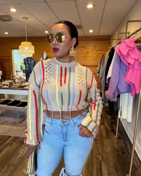 MULTI COLORED LOOSE ENDS SWEATER-SL02