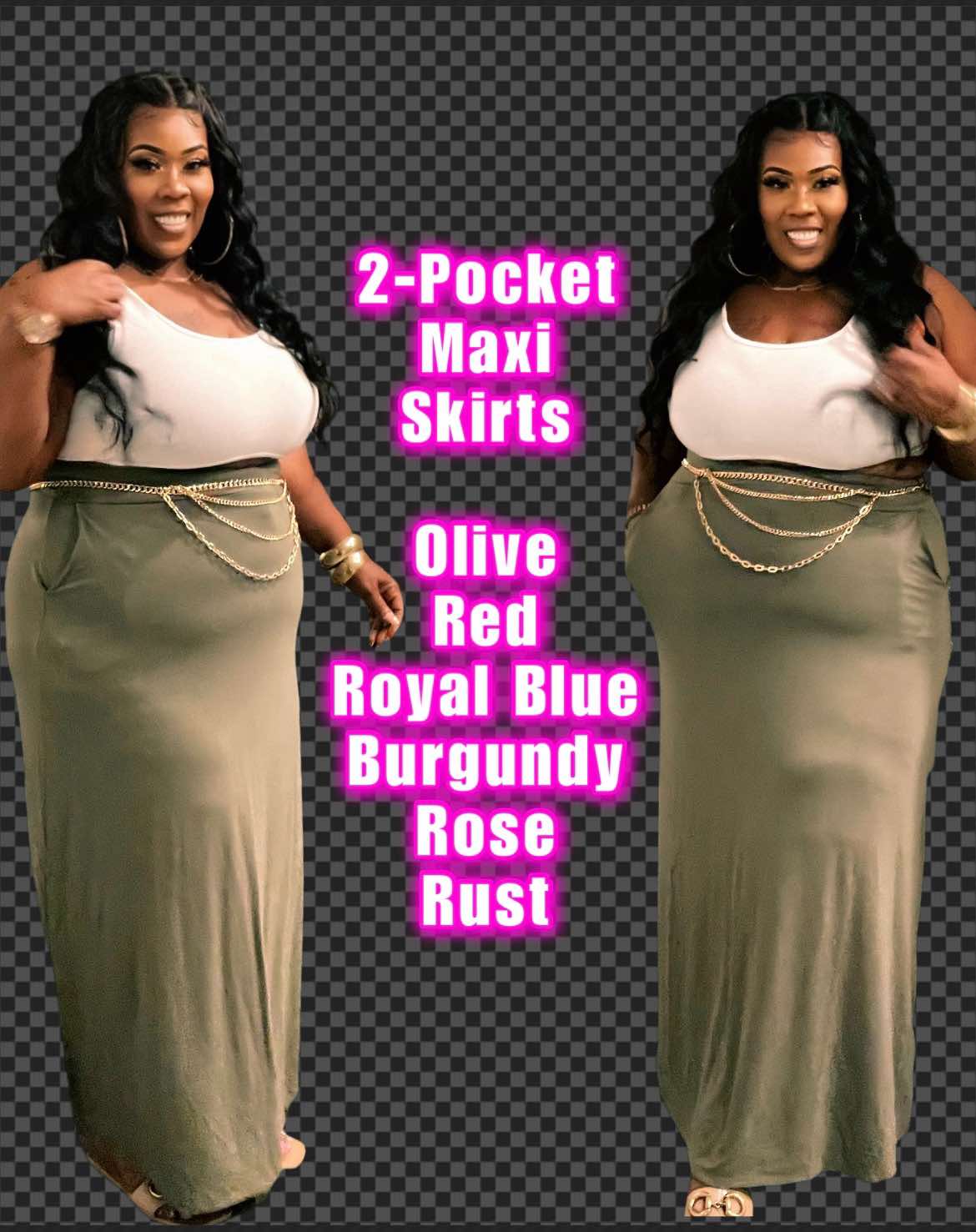 PLUS SIZE 2-POCKET MAXI SKIRTS