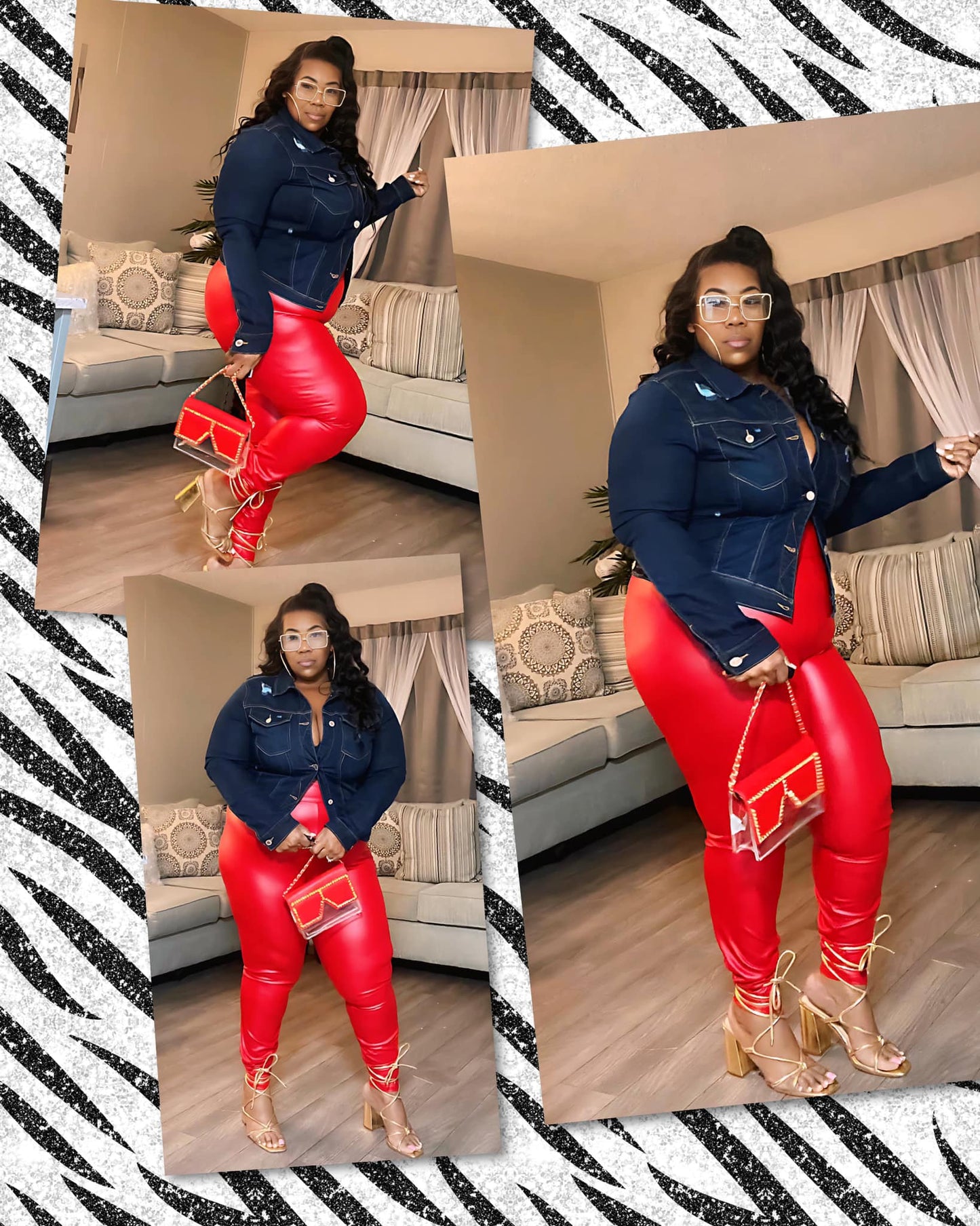 PLUS SIZE FAUX LEATHER HIGHWAIST LEGGINGS-RED