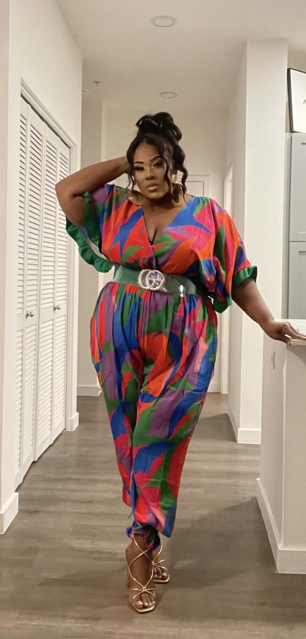 PLUS SIZE "IM DIFFERENT" MULTI COLORED JUMPSUIT-38