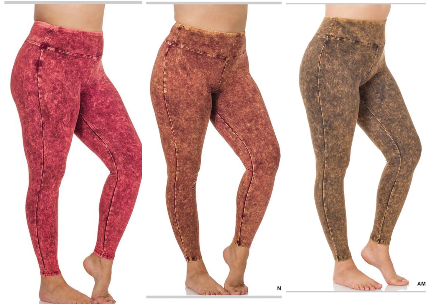 PLUS SIZE Mineral Washed Wide Waistband Yoga Leggings-14