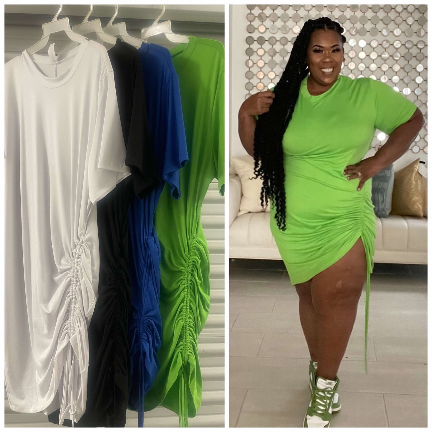 PLUS SIZE SCRUNCH SIDE COMFY DRESS