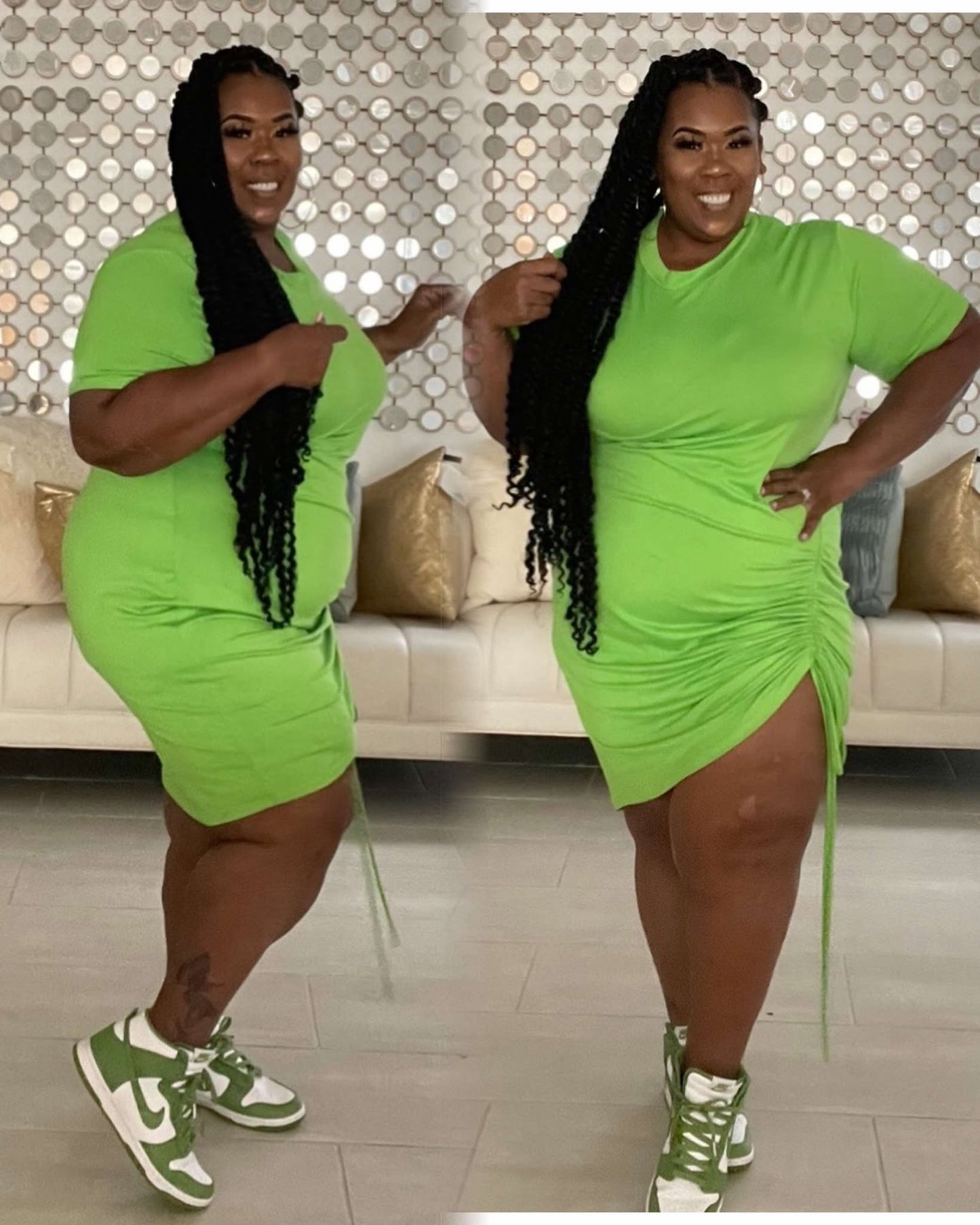 PLUS SIZE SCRUNCH SIDE COMFY DRESS