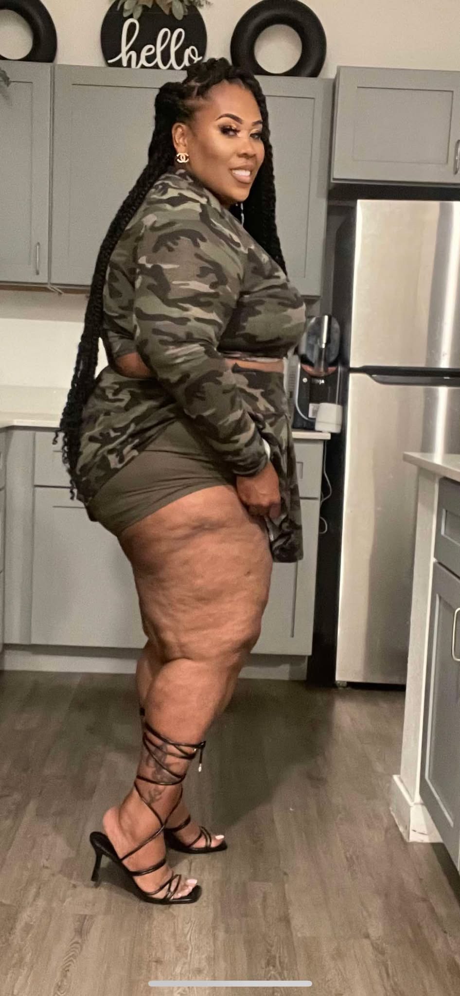 PLUS SIZE "2-PIECE PLEATED SKIRT SET" W/BUILT IN PANTIE CAMOFLAGUE--01