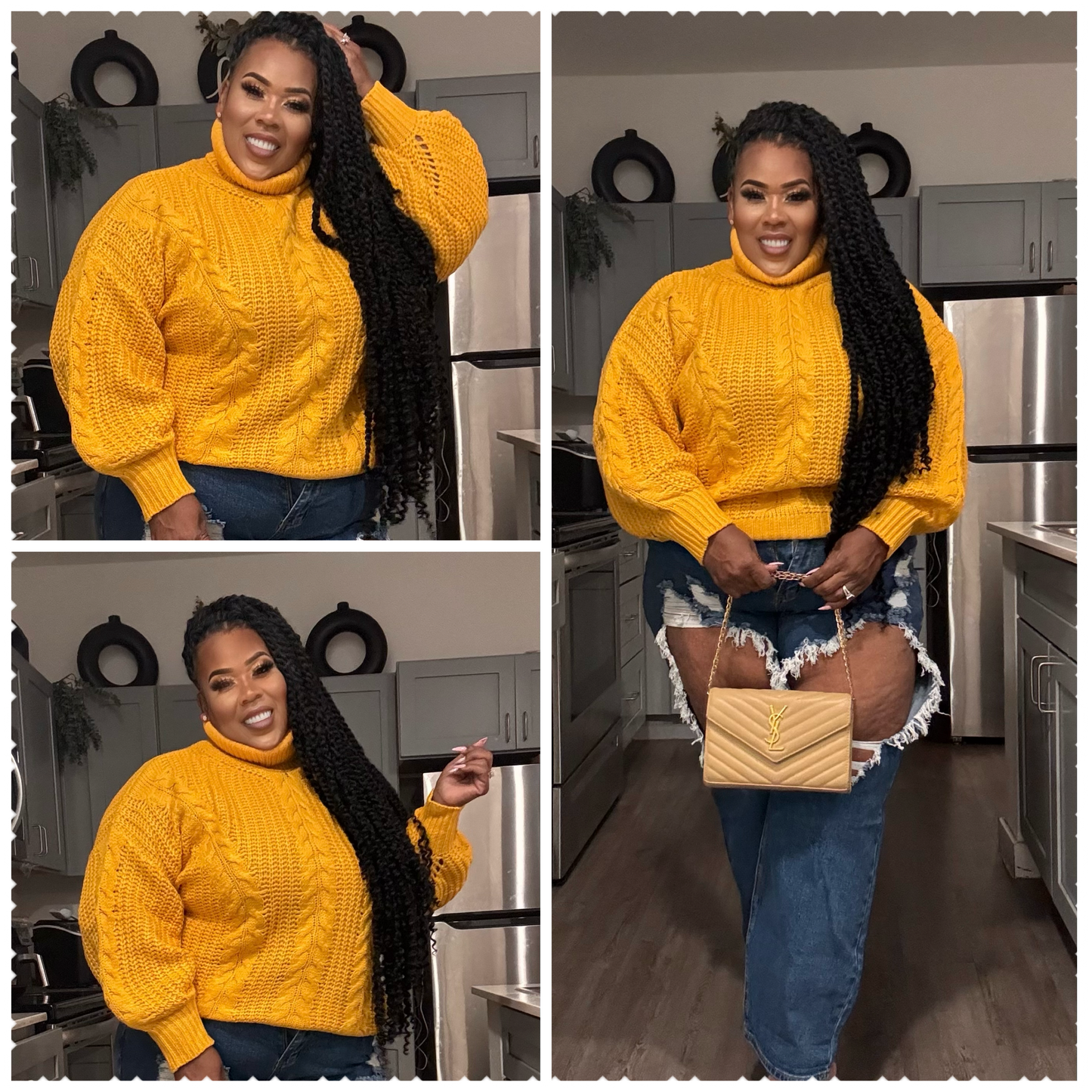 PLUS SIZE MUSTARD PLUS SIZE TURTLE NECK SWEATER