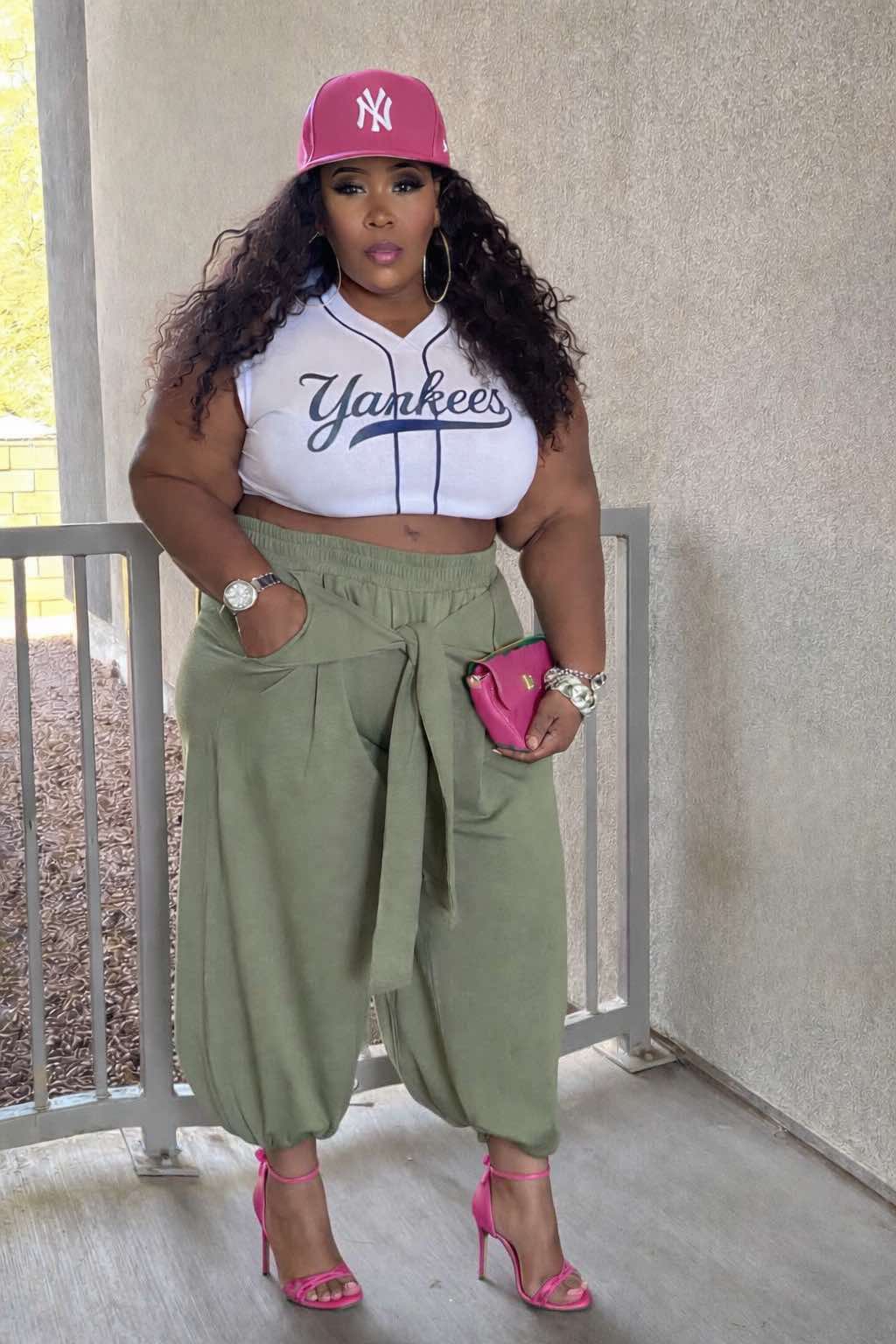 PLUS SIZE TIE WAIST CUFF POCKET PANTs-LT. OLIVE-67