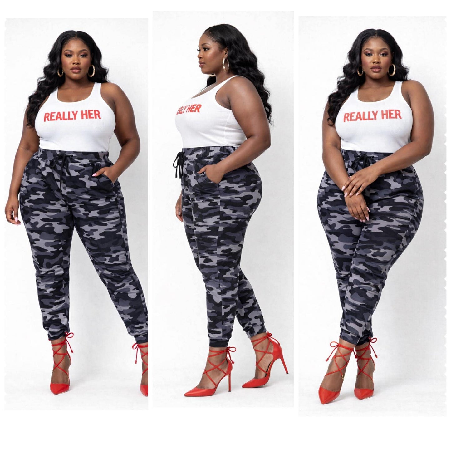 PLUS SIZE CAMO JOGGERS **JOGGERS ONLY**GREY MIX-61