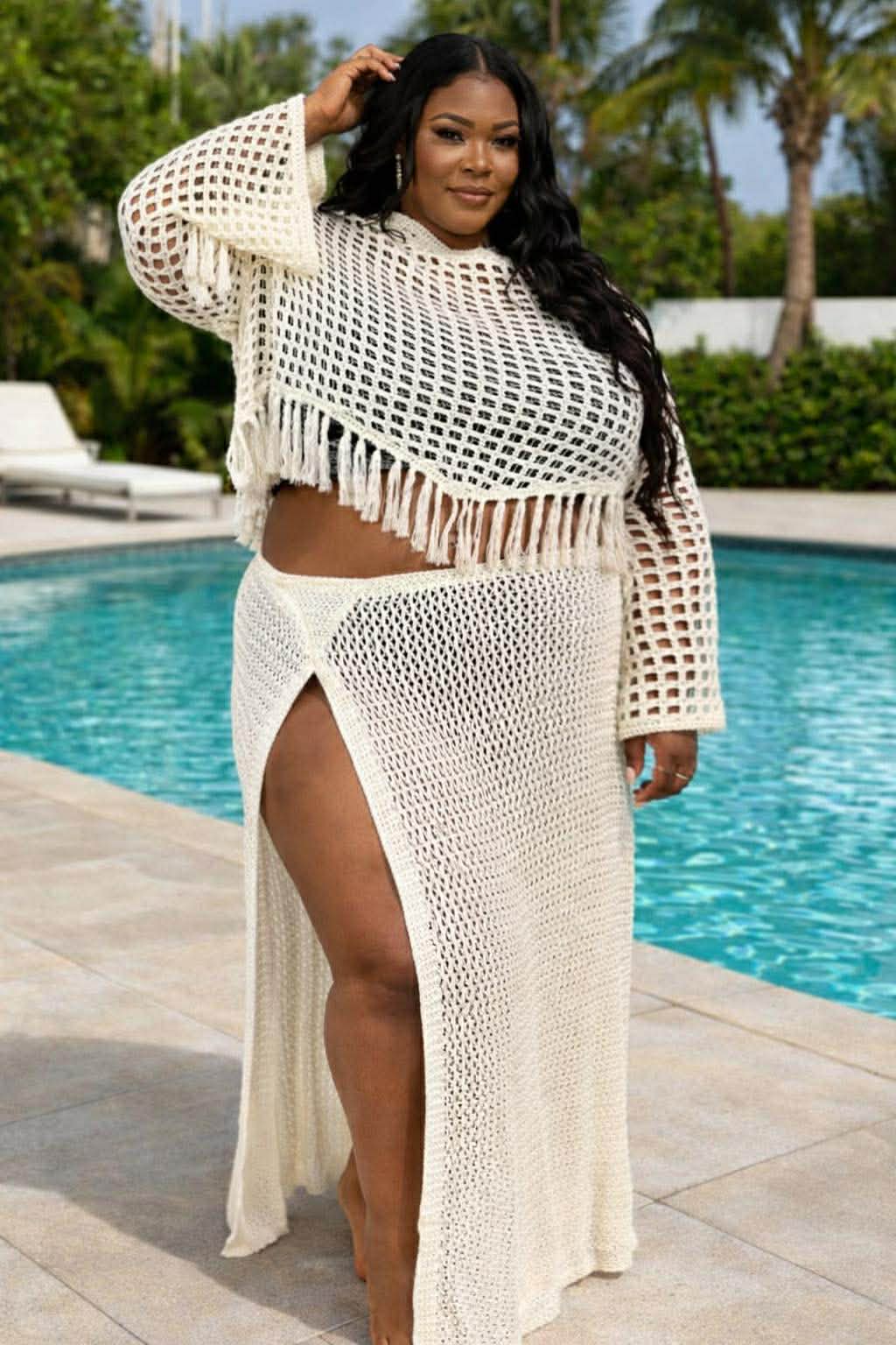 PLUS SIZE 2-PIECE CROCHET SET-IVORY-22