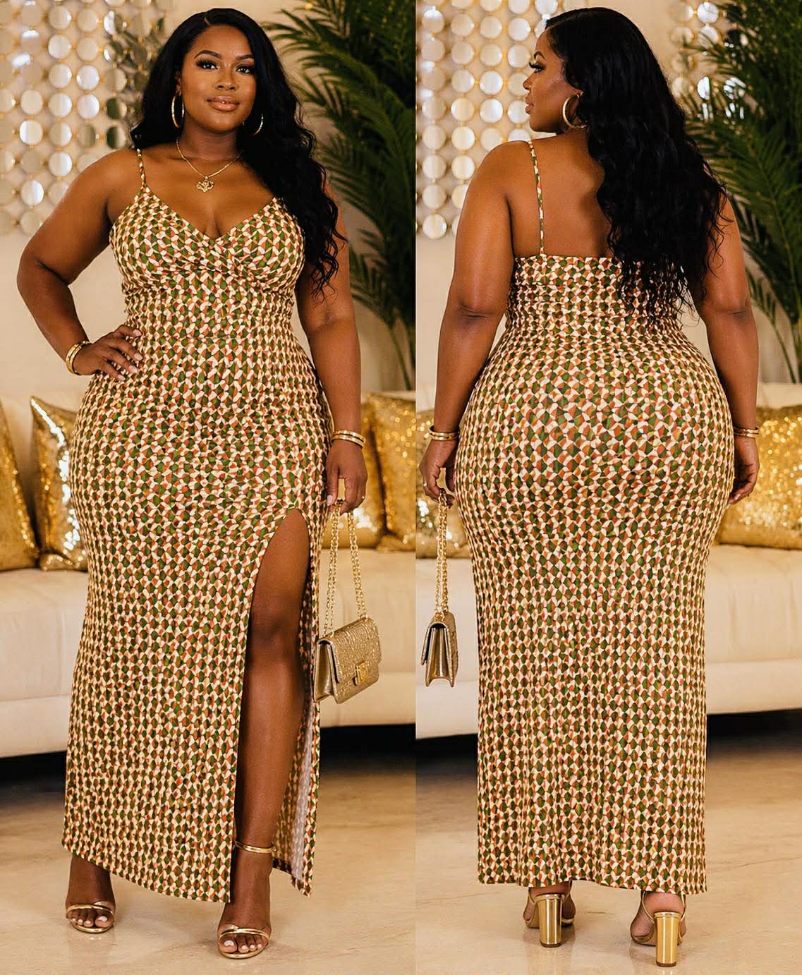 PLUS SIZE "SUN DRESS SZN" MAXI DRESS -OLIVE MIX-17