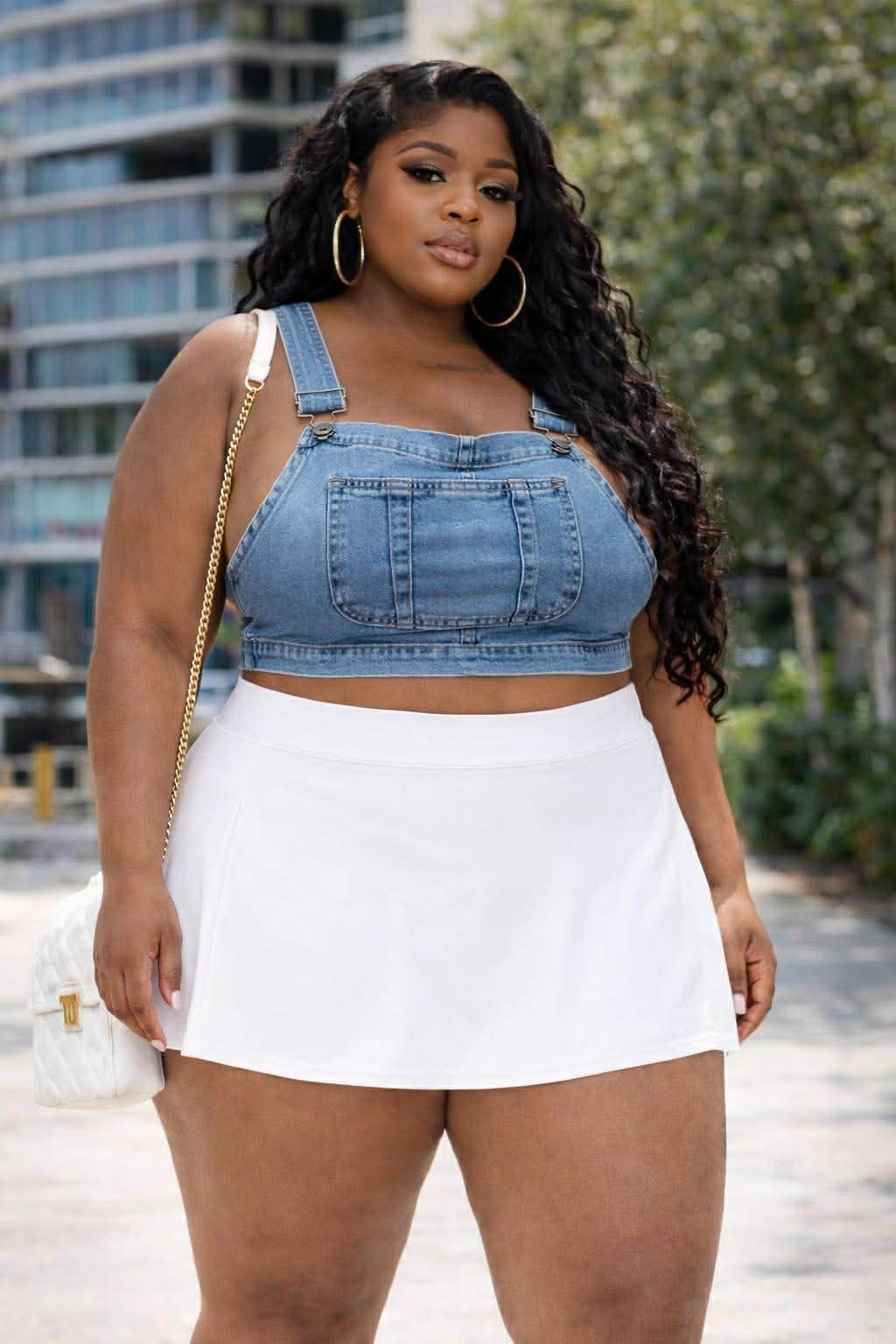 Plus Size Skorts with Hidden Pocket-WHITE-11