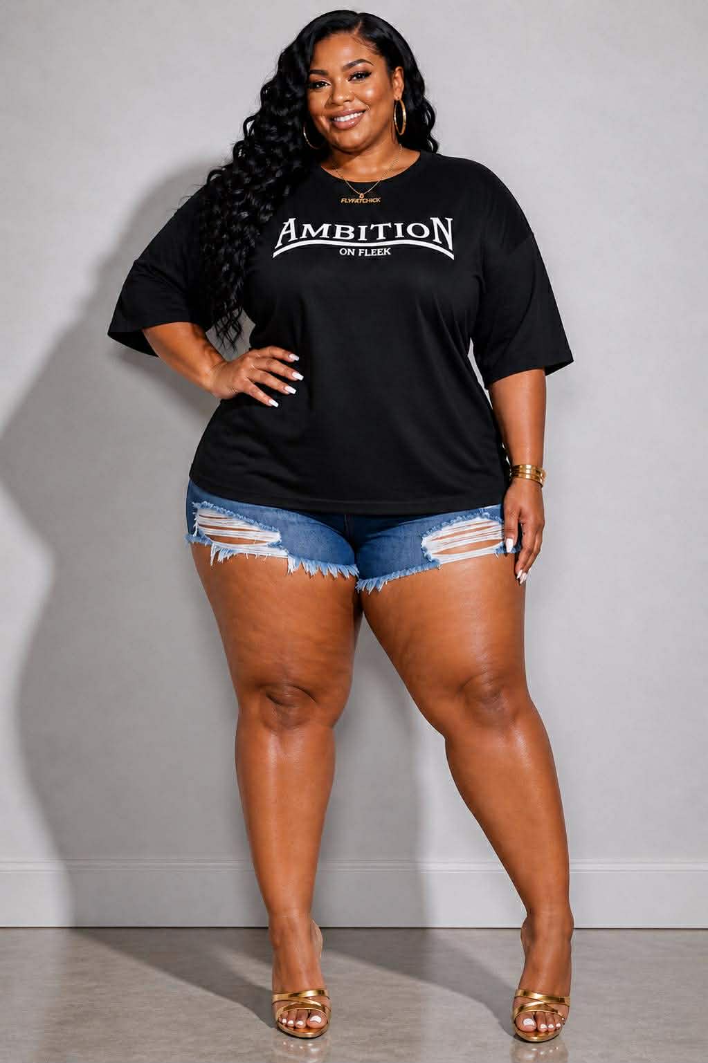 PLUS SIZE "AMBITION ON FLEEK" TEE-72