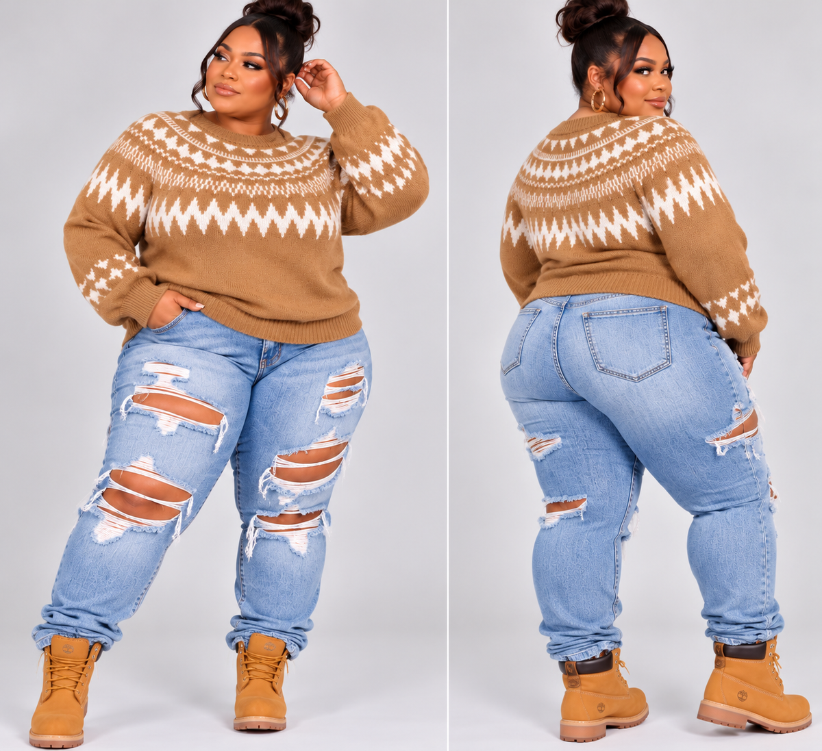 PLUS SIZE "SWEATER WEATHER" BEIGE/CREAM-17