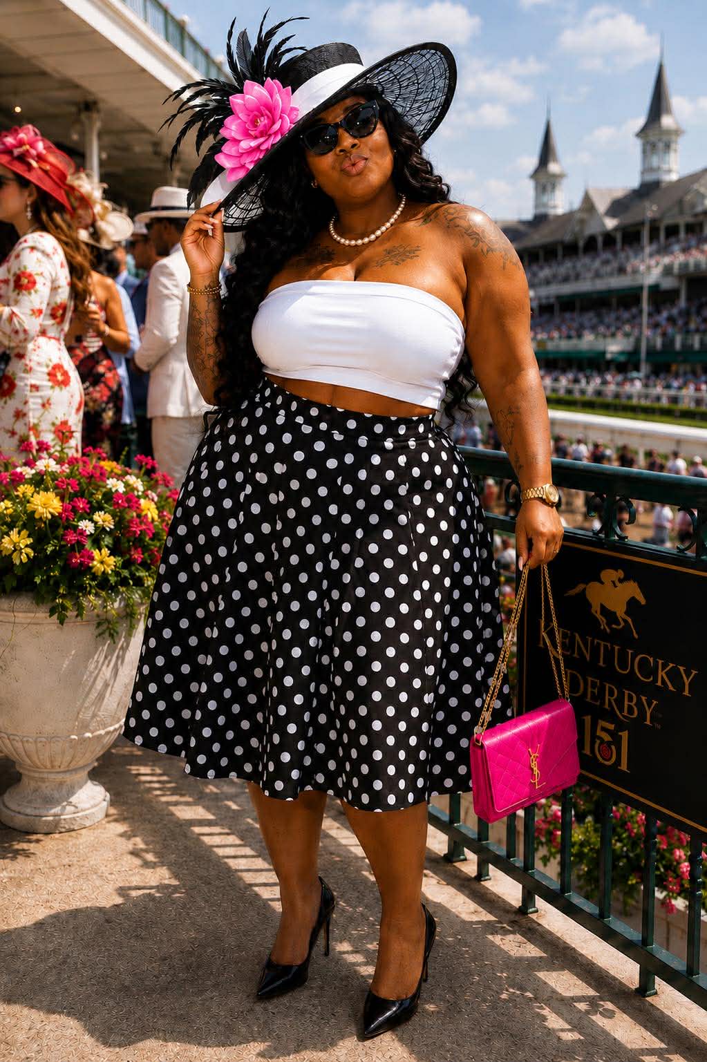 PLUS SIZE "DEBRY DOLL" FLARE SKIRT-POLKA DOT