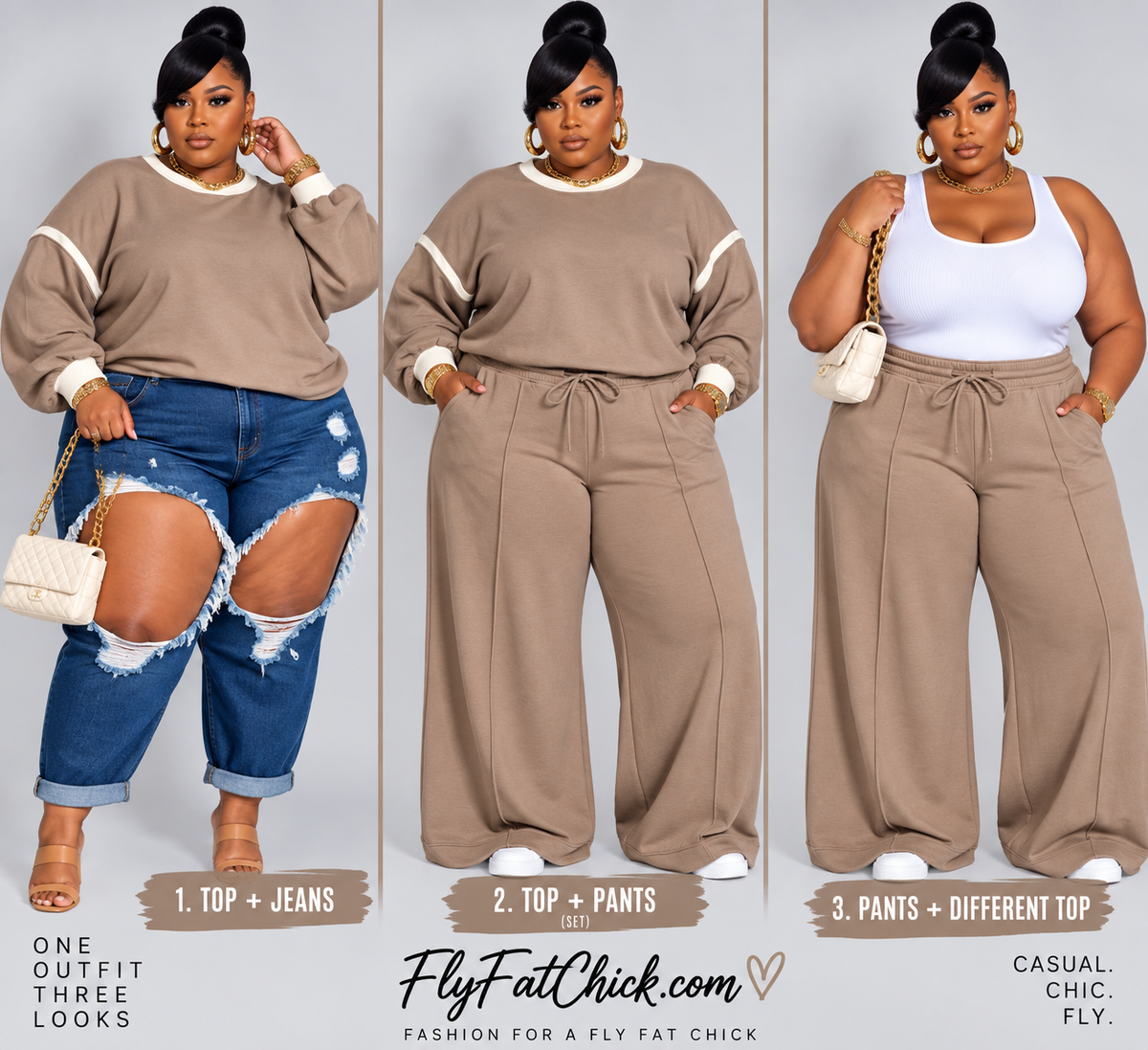 PLUS SIZE "OFFICALLY FALL" JOGGER SET-LATTE (WILL SHIP 9/26)