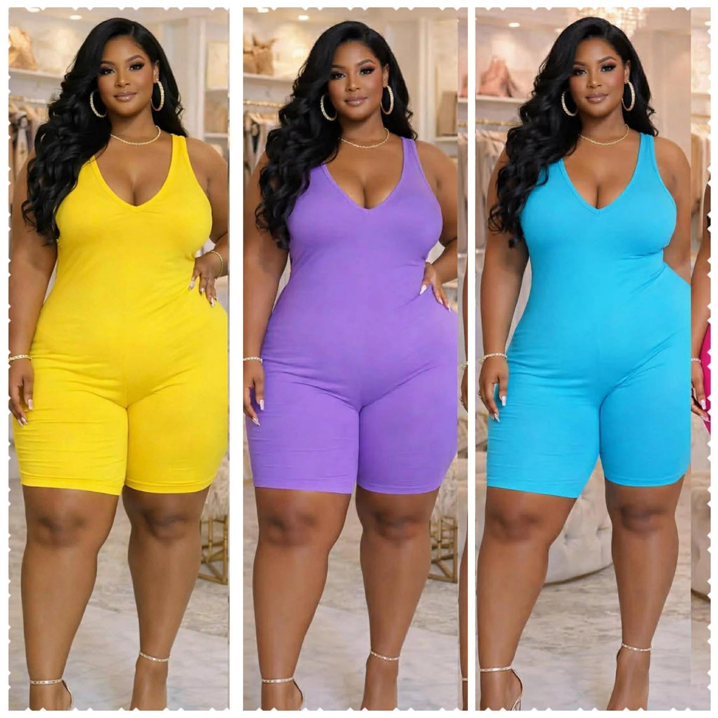 PLUS SIZE COTTON SHORT ROMPER-10