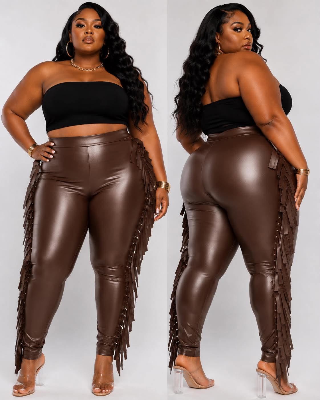 PLUS SIZE FAUX LEATHER "FRINGE BENEFITS" PANTS-CHOCOLATE-04