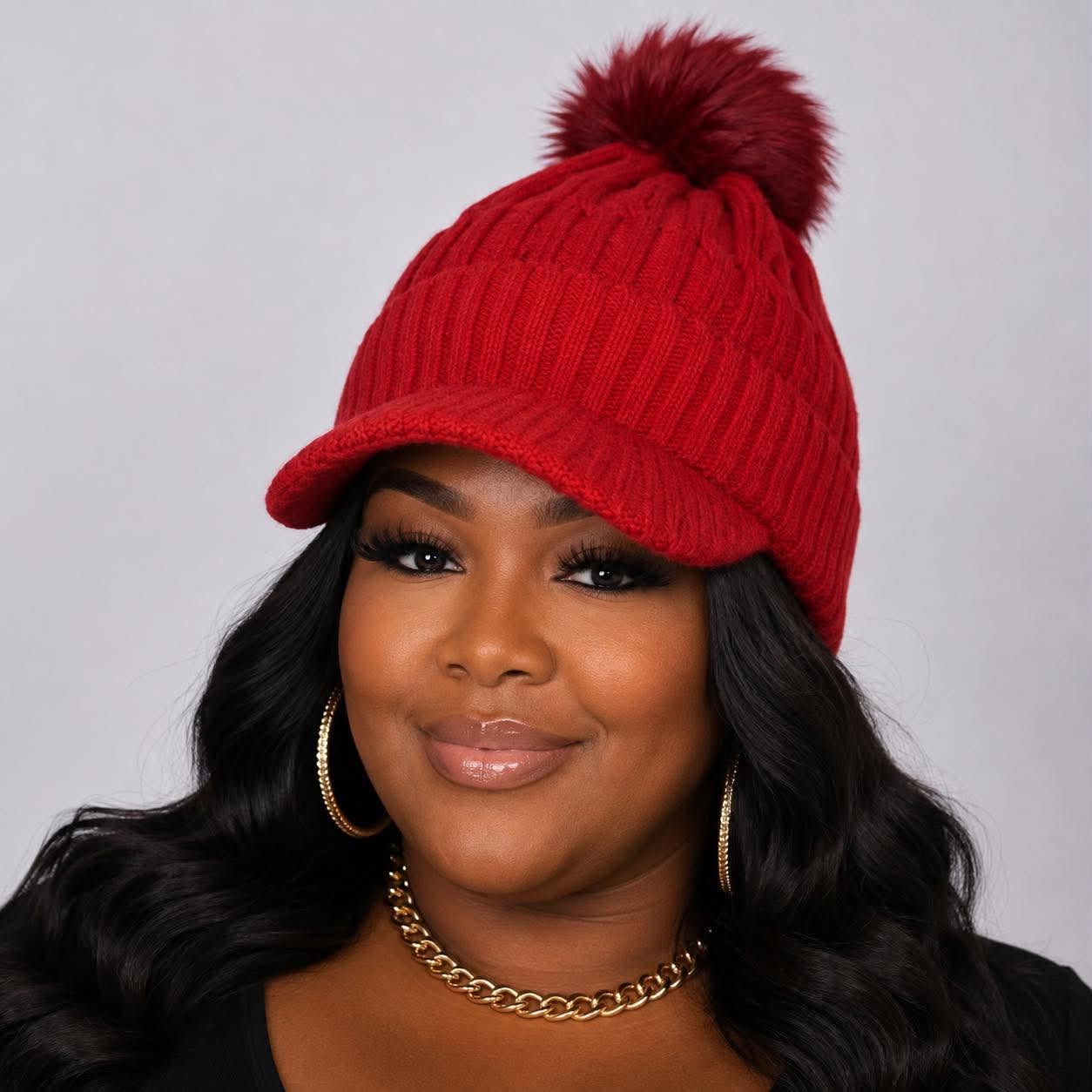 POM POM SWAGGER CAPS-BURGUNDY