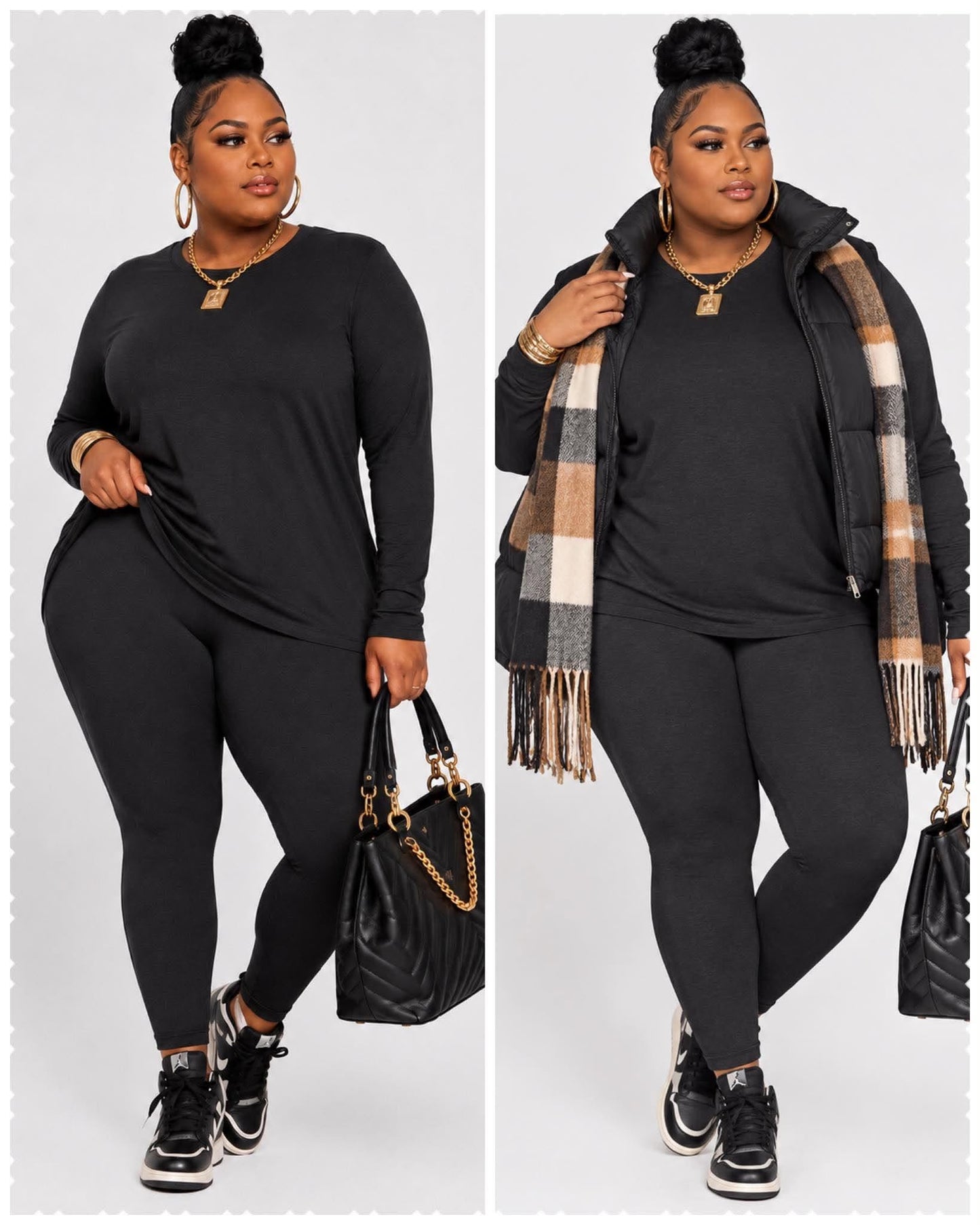 Plus SIZE 2-PIECE "ON THE GO" SET-BLACK