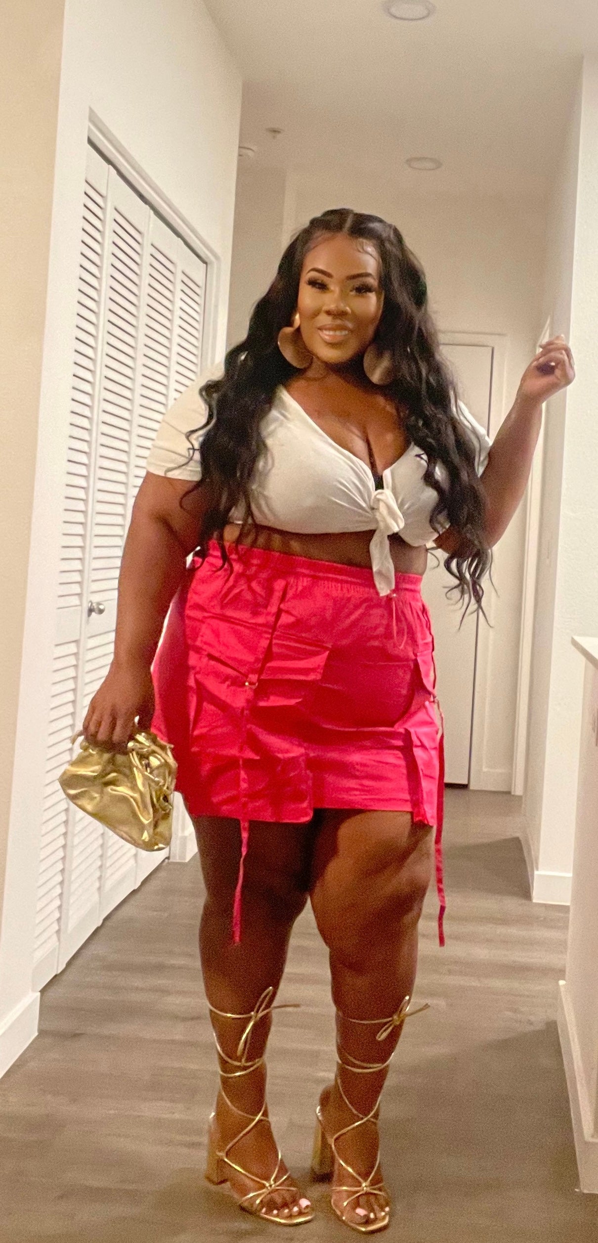 PLUS SIZE MINI CARGO SKIRT-FUSCHIA-06