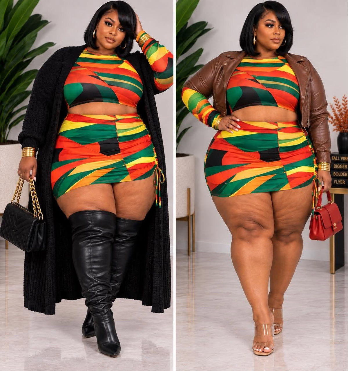 PLUS SIZE 2-PIECE MULTI PRINTED SKIRT SET-11