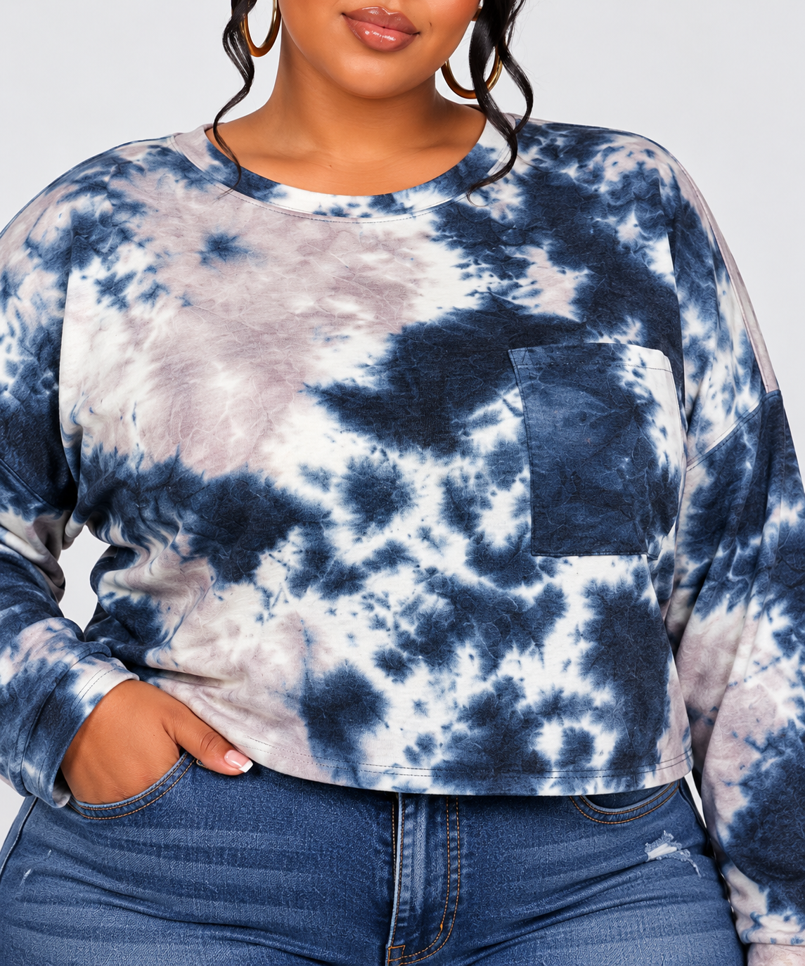 PLUS SIZE TYE DYE TPULLOVER TOP-50