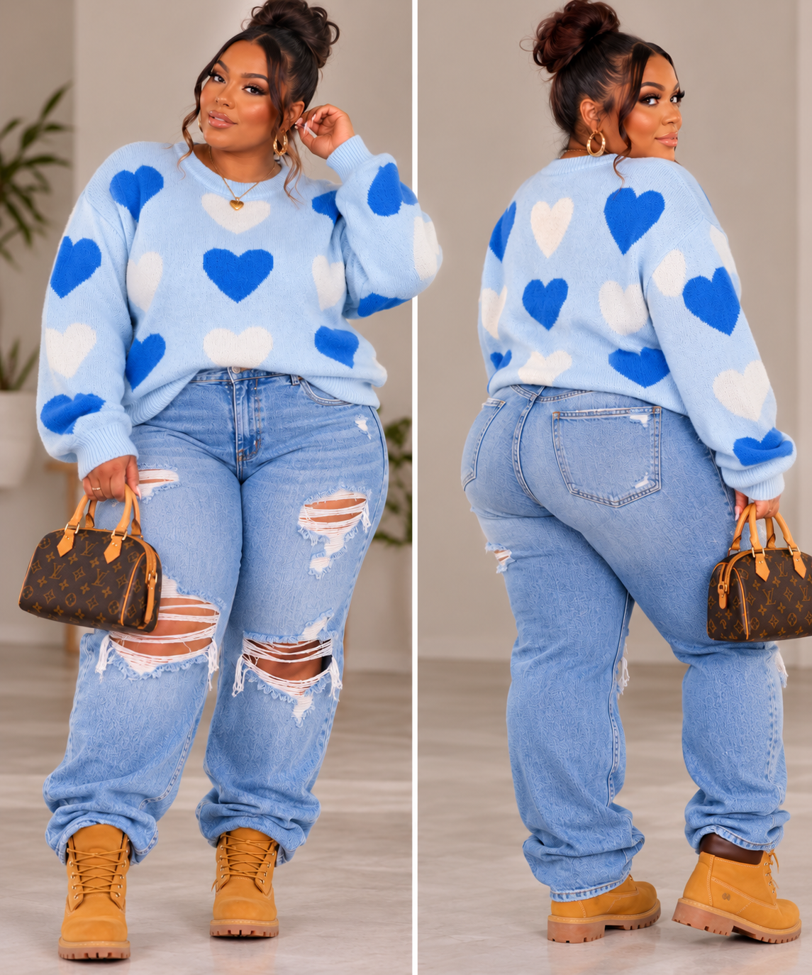 PLUS SIZE "SWEATER WEATHER" BLUE HEARTS-16