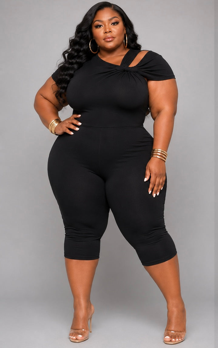 PLUS SIZE :BADDIE CAORI ROMPER"-BLACK-14