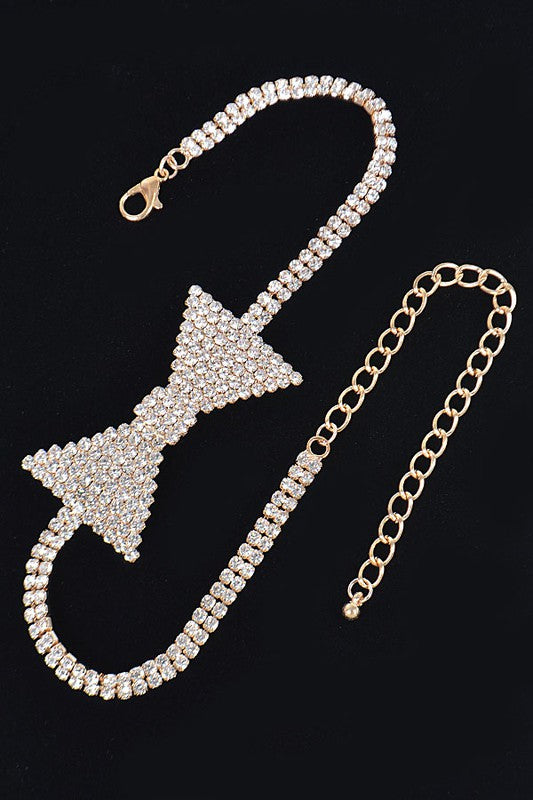 BOWTIE CHOKER NECKLACE -GOLD